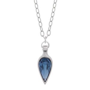Vidda Hera sterling silver plate long chain necklace w/blue Austrian crystal-NWT